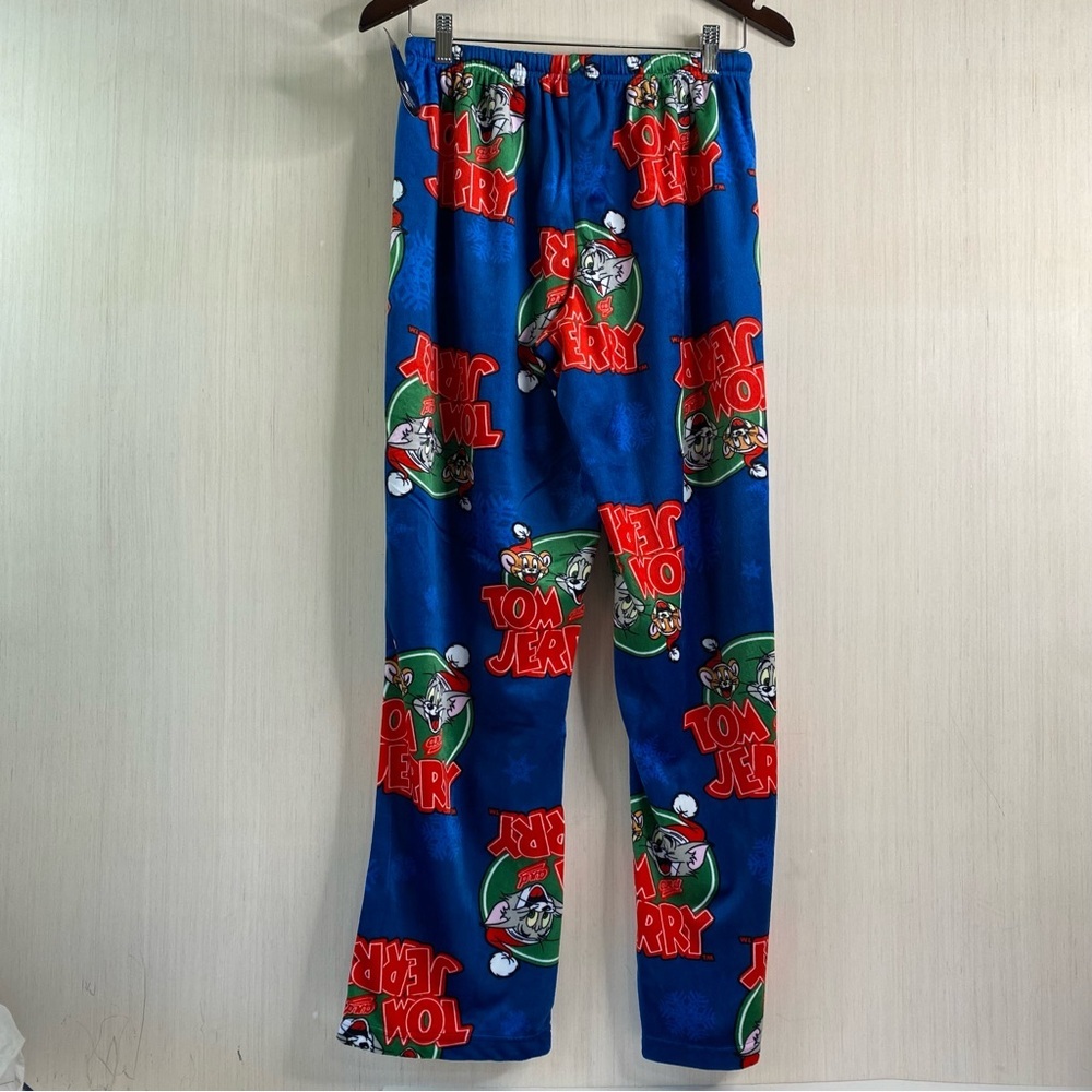 WB Men’s Tom & Jerry Santa Hat Printed Microfleece Pajama Pants Medium NWT - Picture 2 of 7